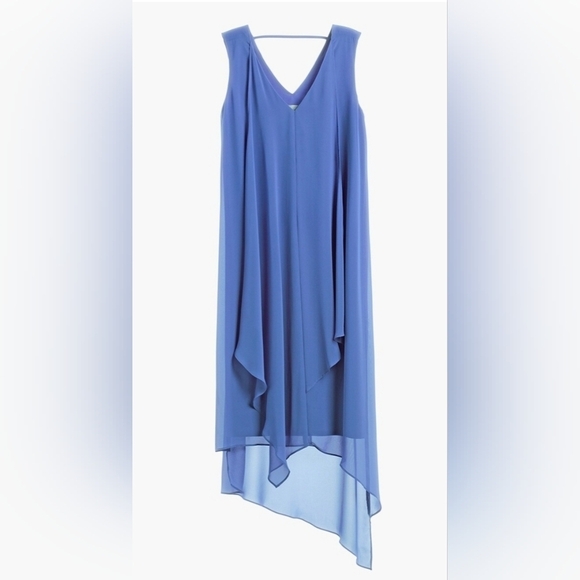 Chico's Blue Ruffle Midi Dress Women's Size 1 - Picture 1 of 10